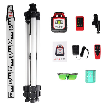 Комплект ротационного нивелира с элевационным штативом RGK SP-100G COMBO купить по низкой цене | МАКСПРОФИТ